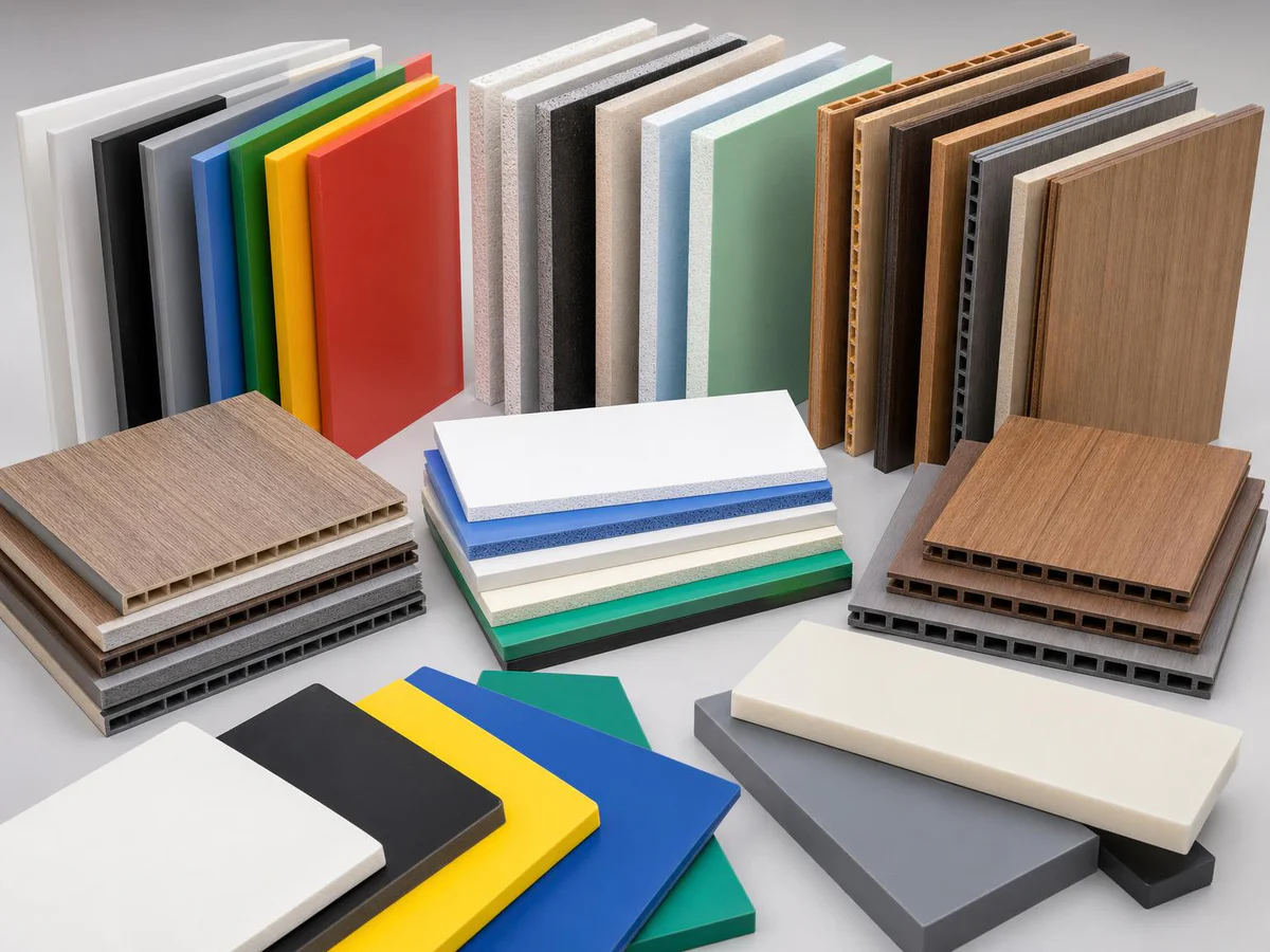 Finished PVC foam board and WPC board samples ready for inspection