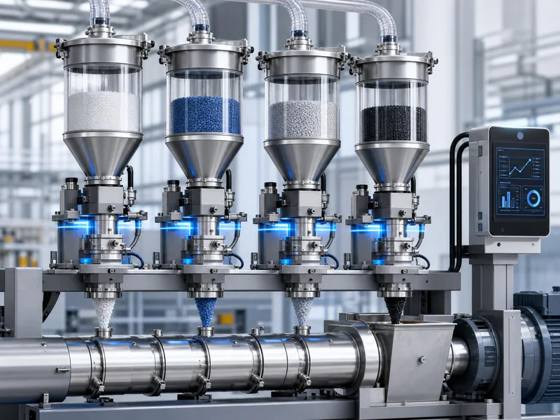 Loss in weight feeders on a continuous compounding line