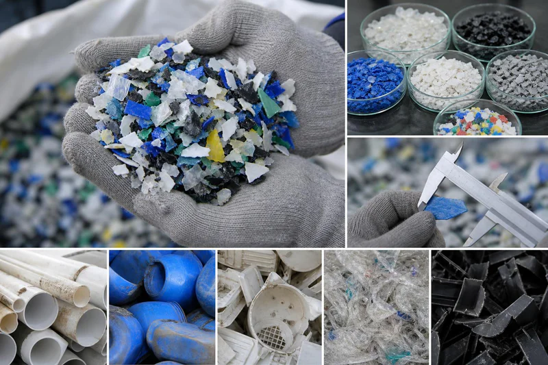 Incoming plastic material sample close up before testing