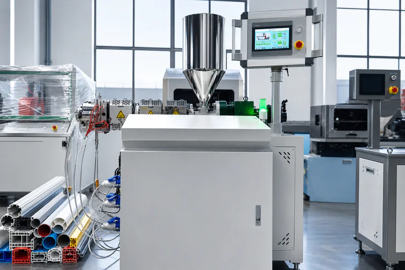 Co-extruder adding a surface layer to an extrusion line