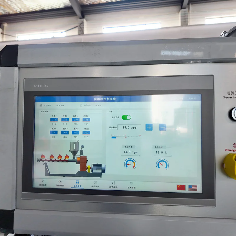Extruder motor and gearbox driving production output