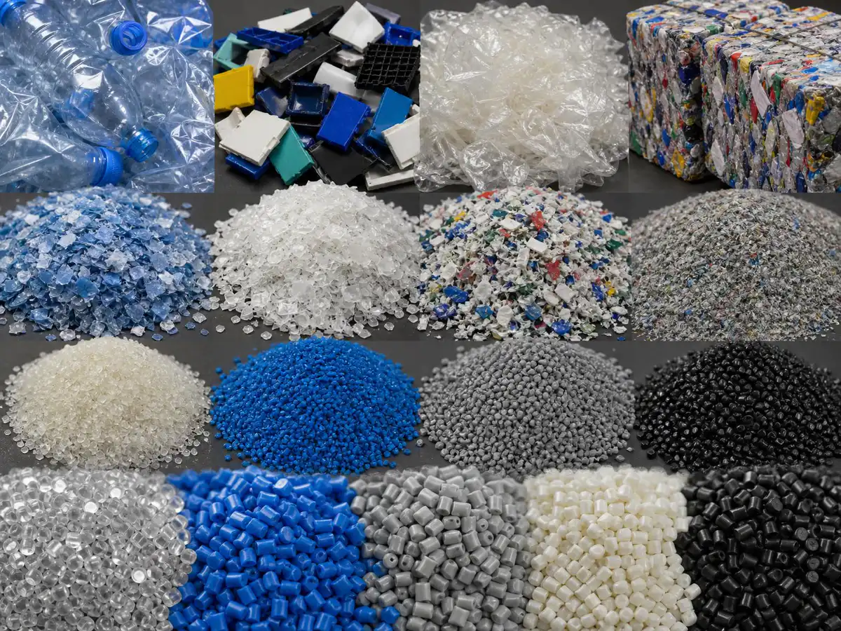 Incoming plastic scrap close up for material review