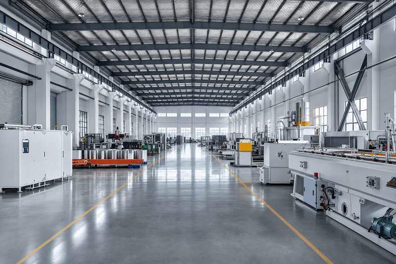 QTech Machinery extrusion line assembly floor in Zhangjiagang, China