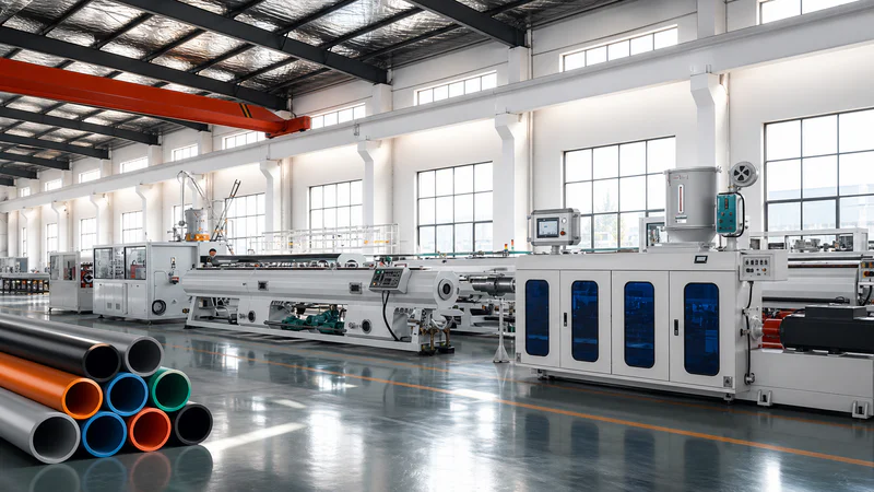 Finished pipe, profile and tube from extrusion lines