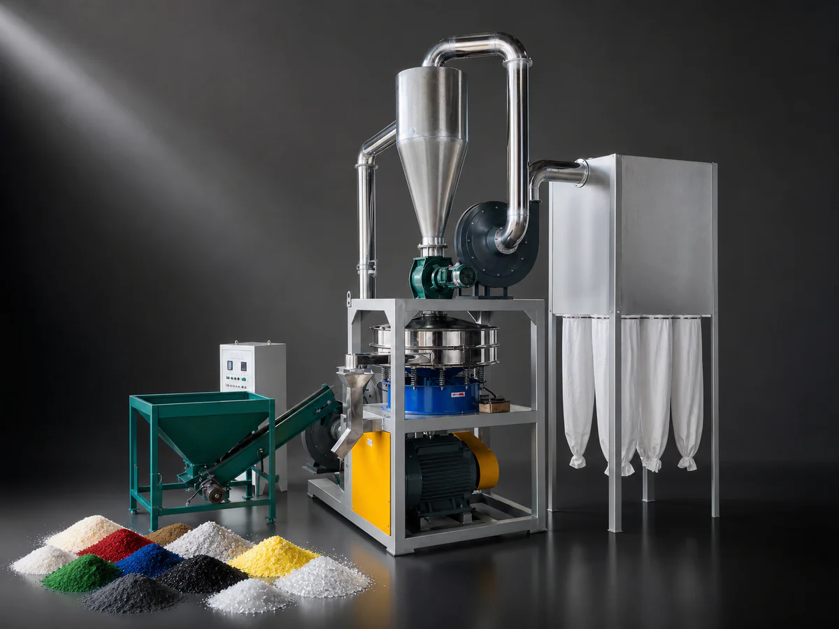 Plastic pulverizer producing controlled fine powder