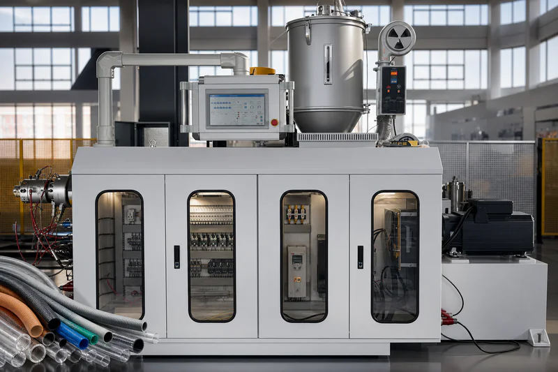 Precision tube extruder producing small diameter tubing