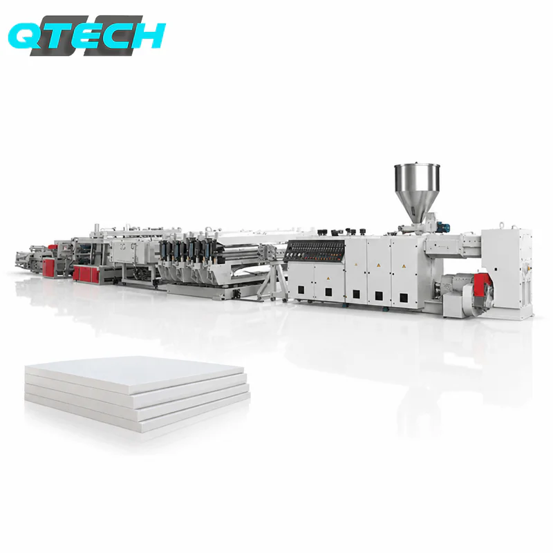 PVC foam board coming off the extrusion and calibration line