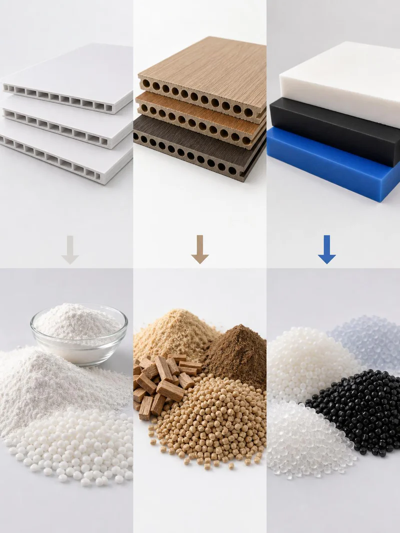 Raw material and additives prepared before board extrusion