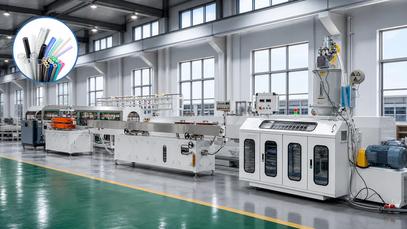 Flexible hose and small tube extrusion line