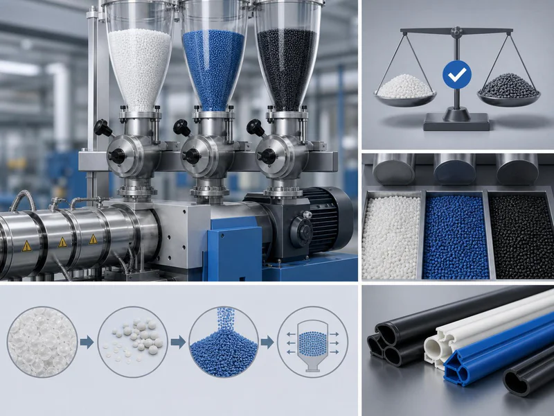 Volumetric screw dosing unit metering plastic pellets