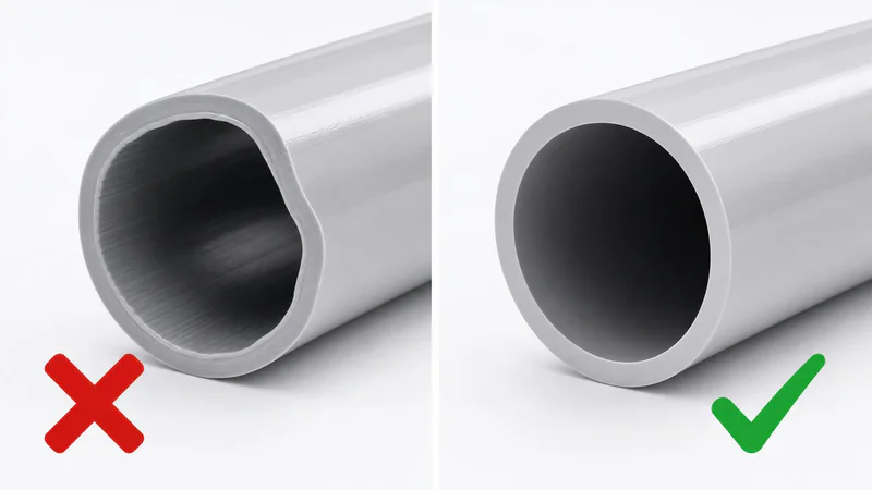 Cross section showing uneven pipe wall thickness