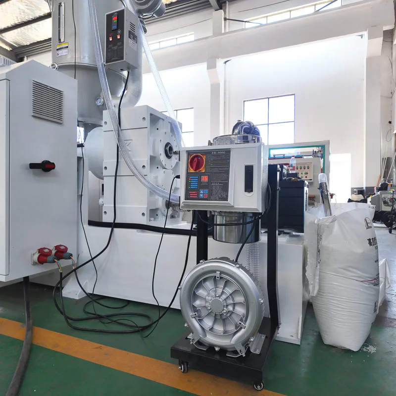 Core tube extrusion line feeder on plastic extrusion machine for pipe and profile production