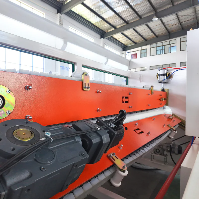 Plastic extrusion machine for pipe and profile manufacturing in showroom scene