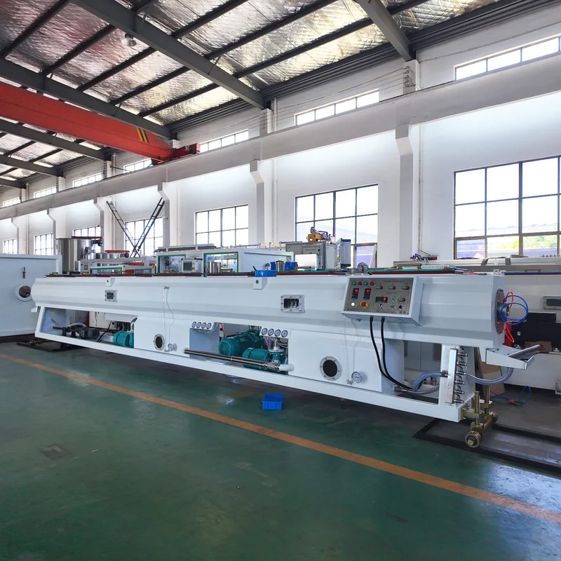 Plastic extrusion machine for plastic pipe and profile production in showroom scene