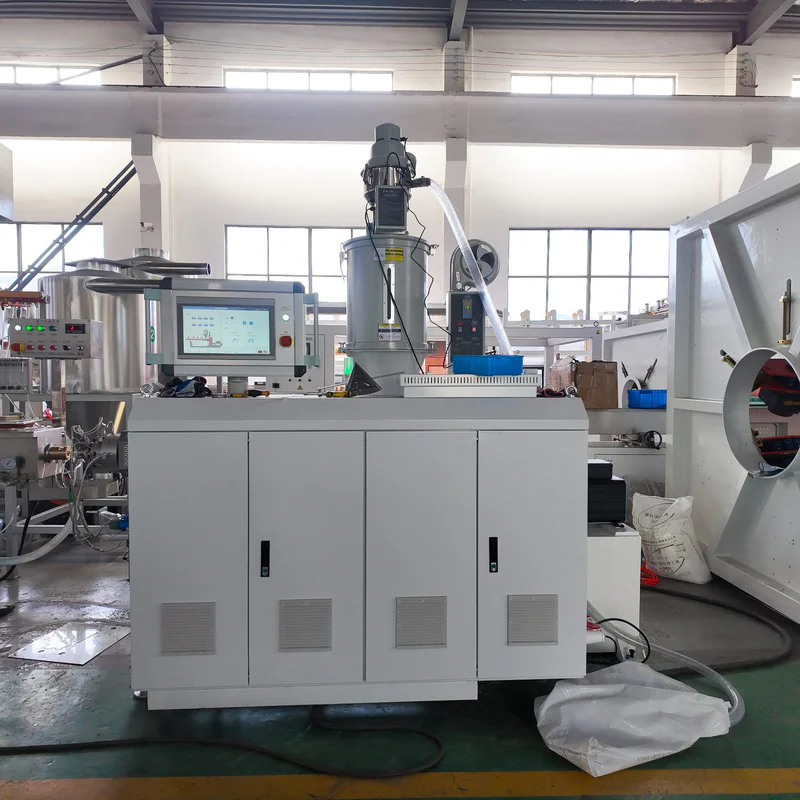 Plastic extrusion machine for plastic pipe and profile production line in showroom