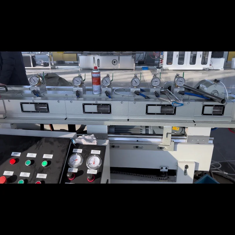 Plastic extrusion machine for plastic pipe and profile manufacturing in showroom scene