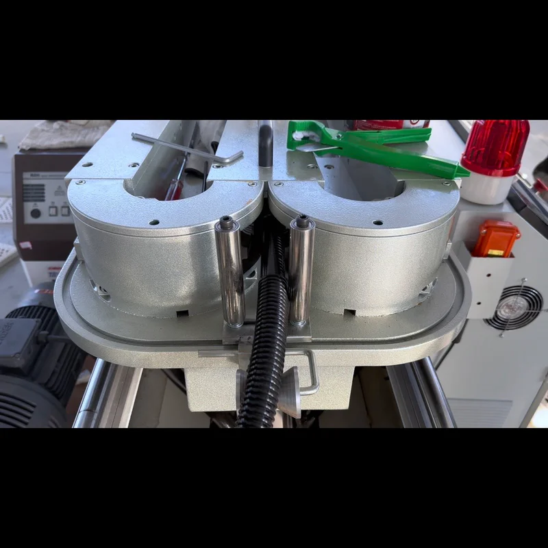 Plastic extrusion machine in showroom for pipe and profile manufacturing