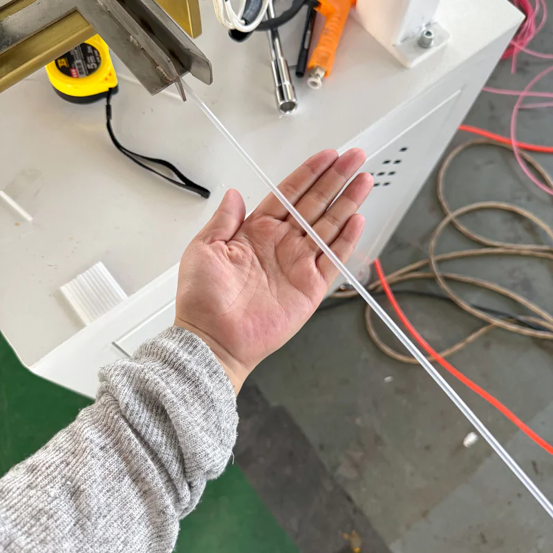 Plastic extrusion machine for manufacturing plastic pipe and profile in a showroom scene