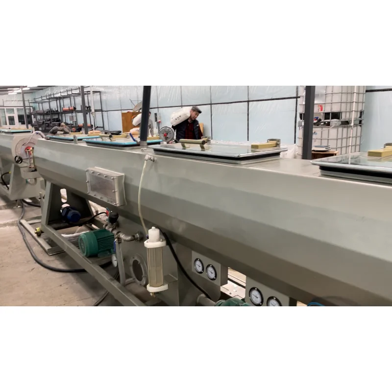 Plastic extrusion machine for pipe and profile manufacturing in showroom scene