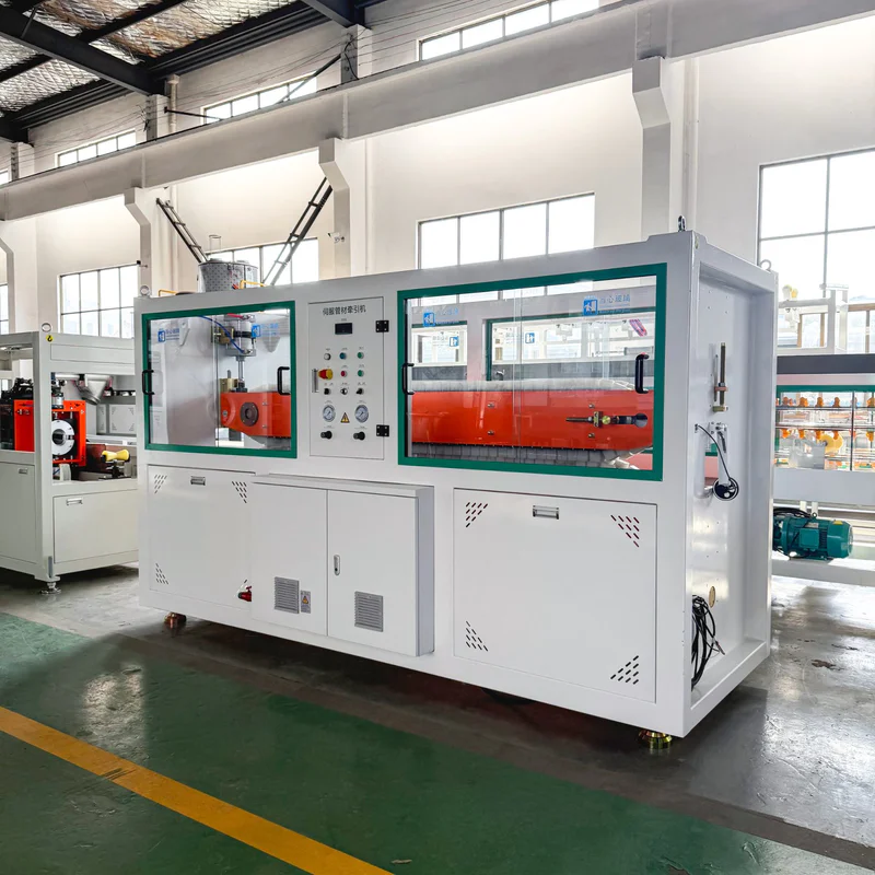 Plastic extrusion machine for plastic pipe and profile production in showroom scene
