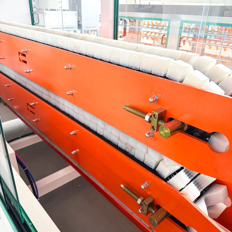 Plastic extrusion machine for pipe and profile manufacturing in showroom scene