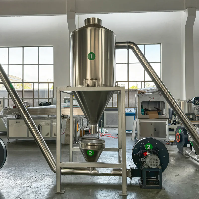 Plastic extrusion machine in showroom for pipe and profile manufacturing