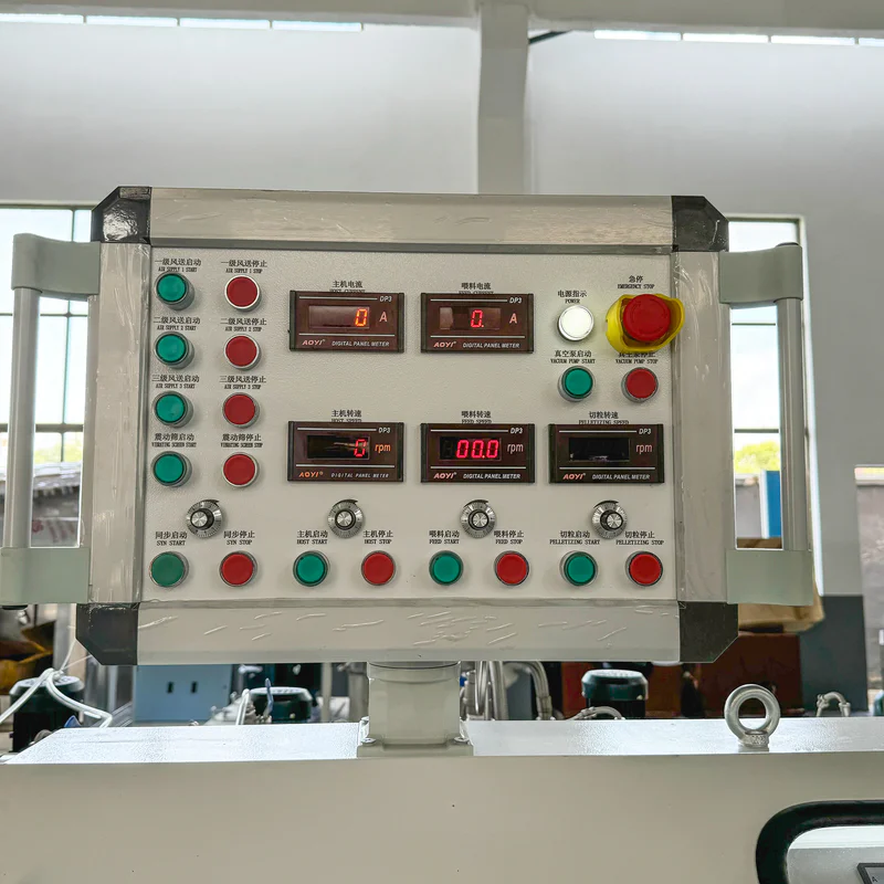 Plastic extrusion machine for PVC pipe and profile production in showroom