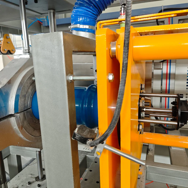 Plastic extrusion machine for manufacturing plastic pipe and profile in a showroom scene