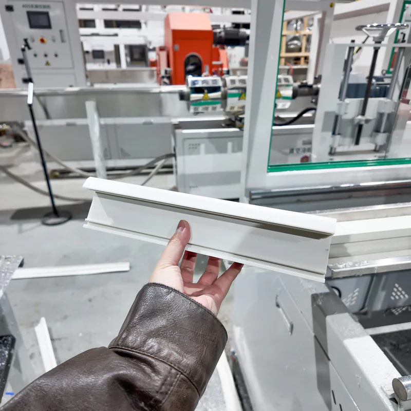 Plastic extrusion machine for PVC pipe and profile production in showroom scene