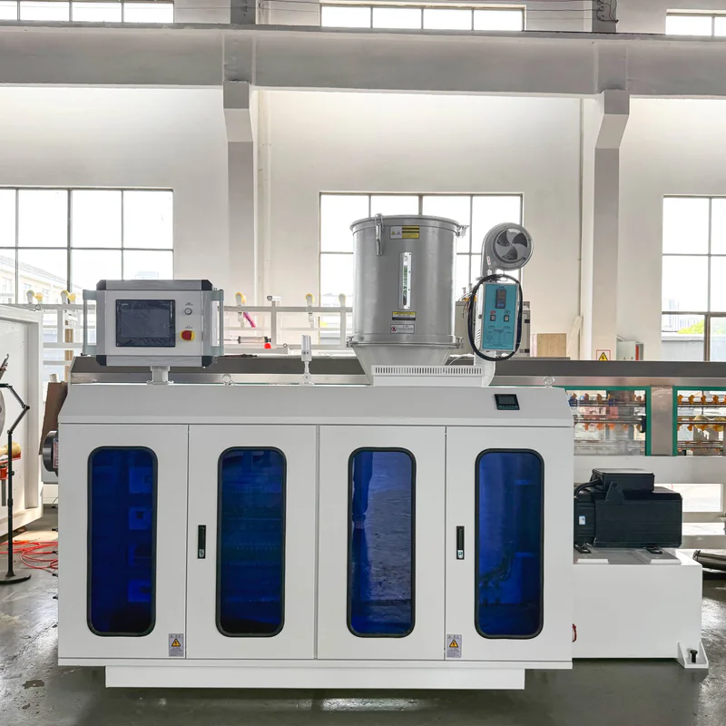 Plastic pipe extrusion line used to manufacture continuous plastic products
