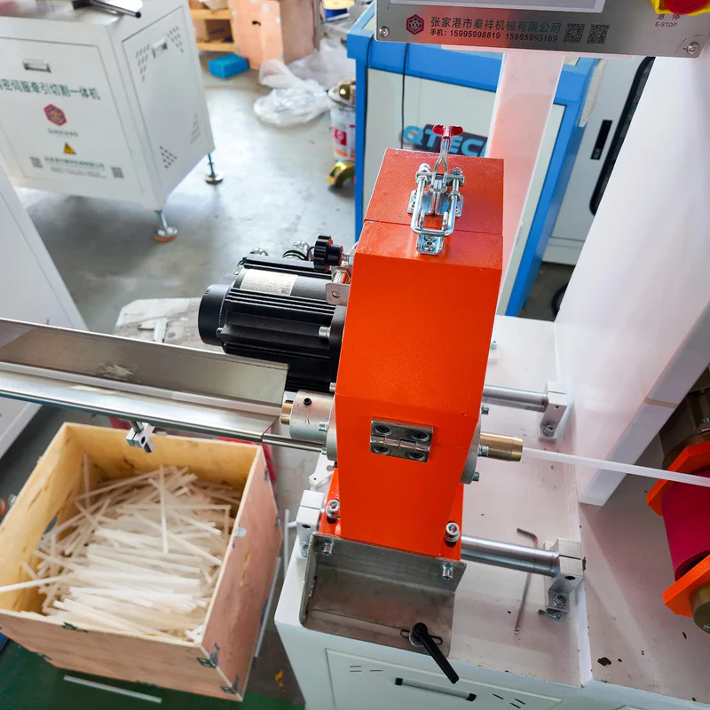 Plastic extrusion machine for manufacturing plastic pipes and profiles in a showroom scene