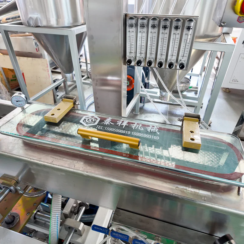 Plastic extrusion machine for pipe and profile manufacturing in a showroom scene