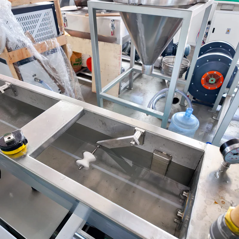 Plastic extrusion machine for plastic pipe and profile production in showroom scene