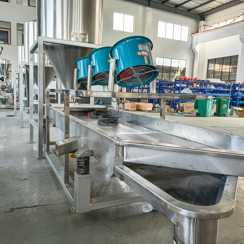 Plastic extrusion machine used for manufacturing plastic pipes and profiles in a factory setting