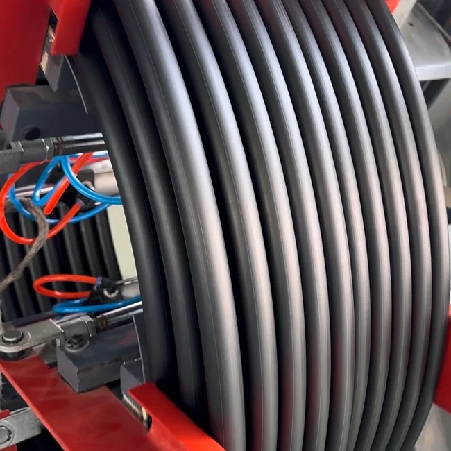 Plastic extrusion machine for HDPE pipe and profile production in showroom scene