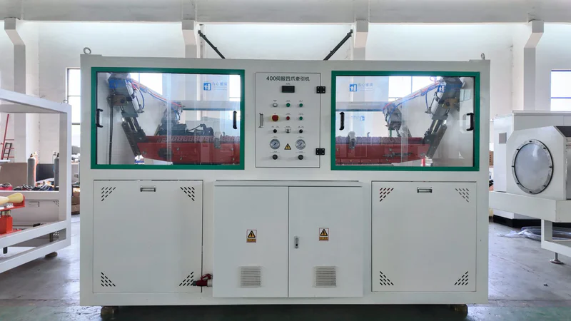 Plastic extrusion machine for plastic pipe and profile production in showroom scene