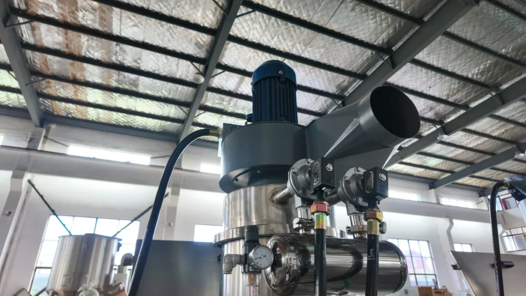 Plastic extrusion machine for plastic pipe and profile production in showroom scene