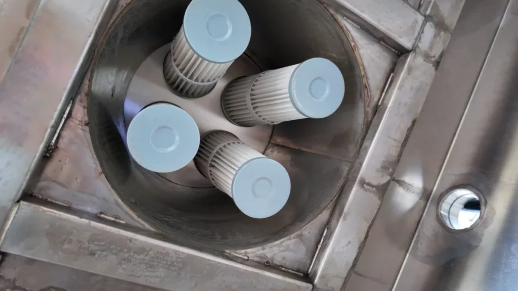 Plastic extrusion machine for pipe and profile manufacturing in factory scene