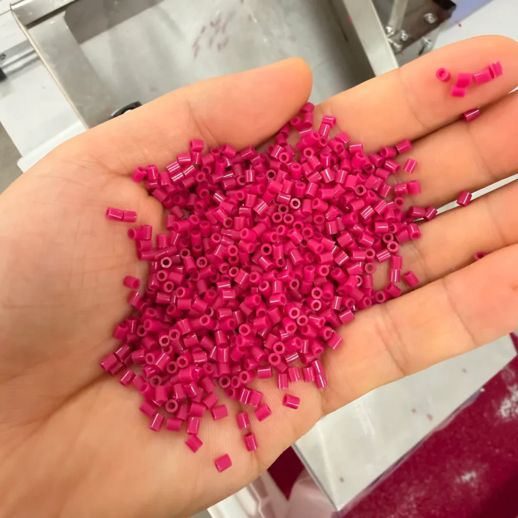 How are PE fuse beads produced by extrusion?