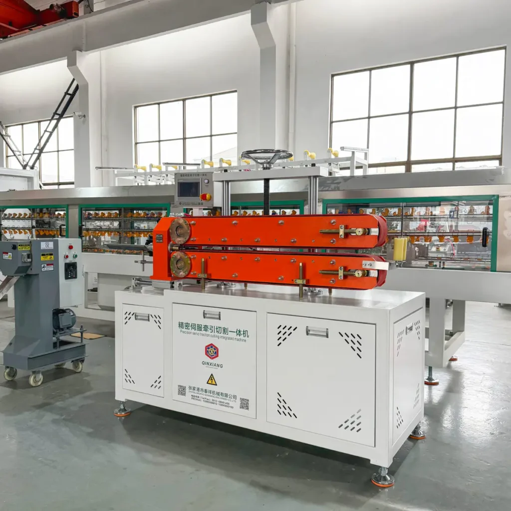Plastic extrusion machine for pipe and profile manufacturing in showroom scene