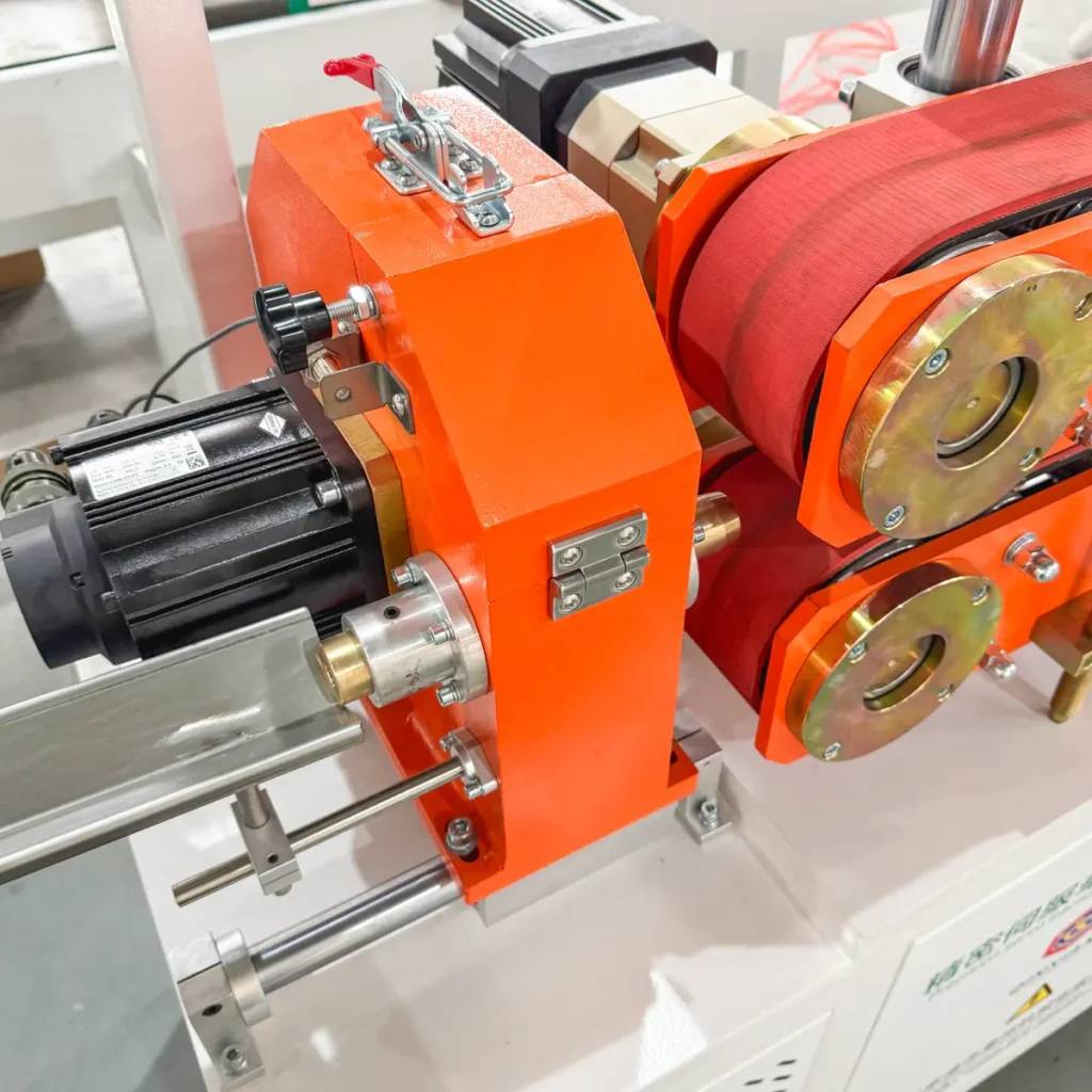 Plastic extrusion machine in showroom for pipe and profile manufacturing