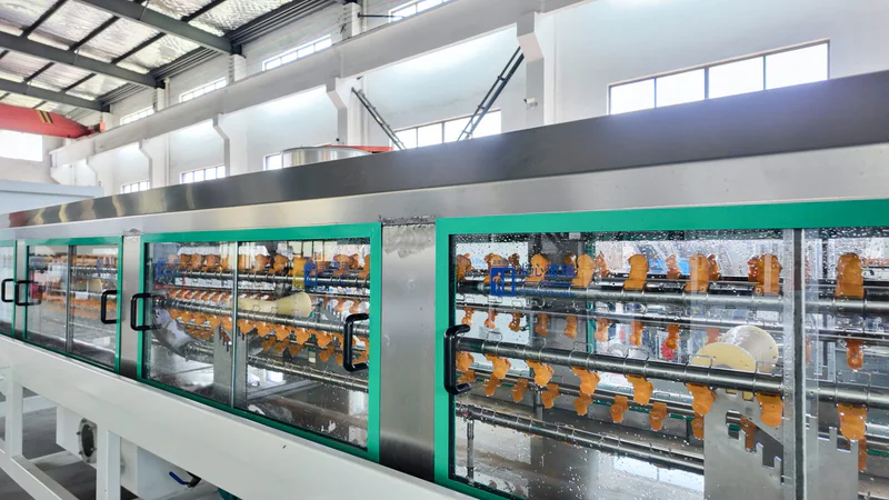 Plastic extrusion machine for pipe and profile production in showroom scene