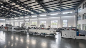 Plastic extrusion machine for PPH pipe and plastic profile production in showroom