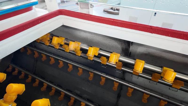 Plastic extrusion machine in showroom for pipe and profile manufacturing