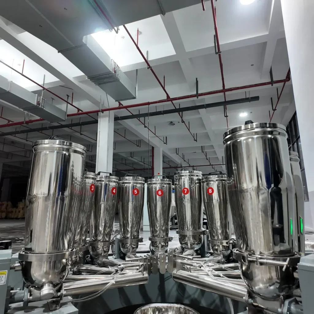 Plastic extrusion machine in showroom for pipe and profile manufacturing