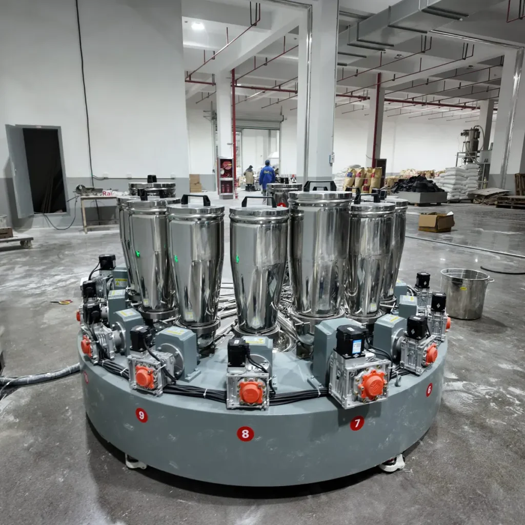 Plastic extrusion machine in showroom for pipe and profile manufacturing