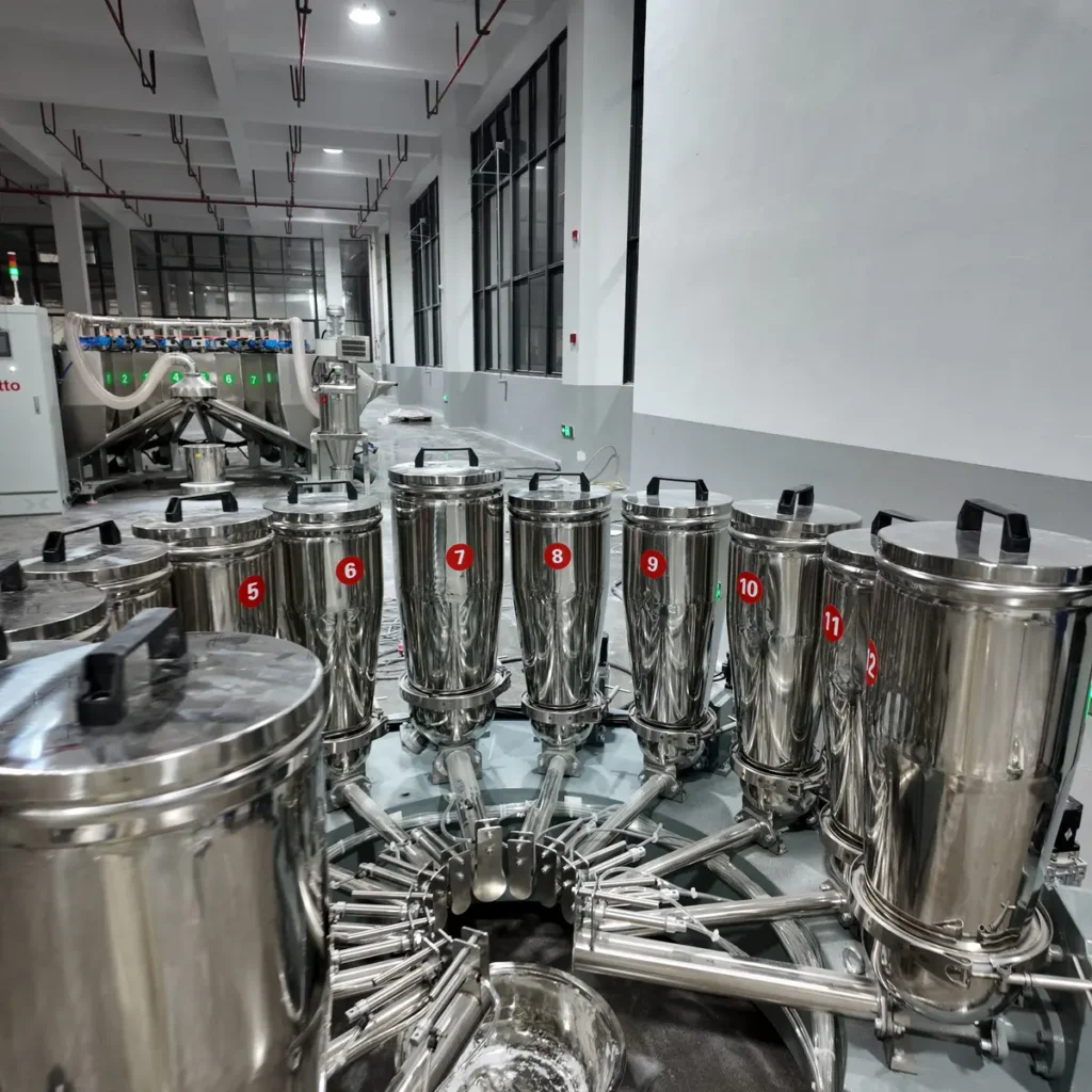 Plastic extrusion machine used for plastic pipe and profile manufacturing in a factory setting