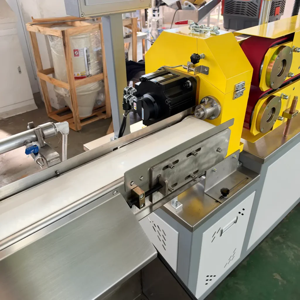 Plastic extrusion machine for pipe and profile manufacturing in showroom scene