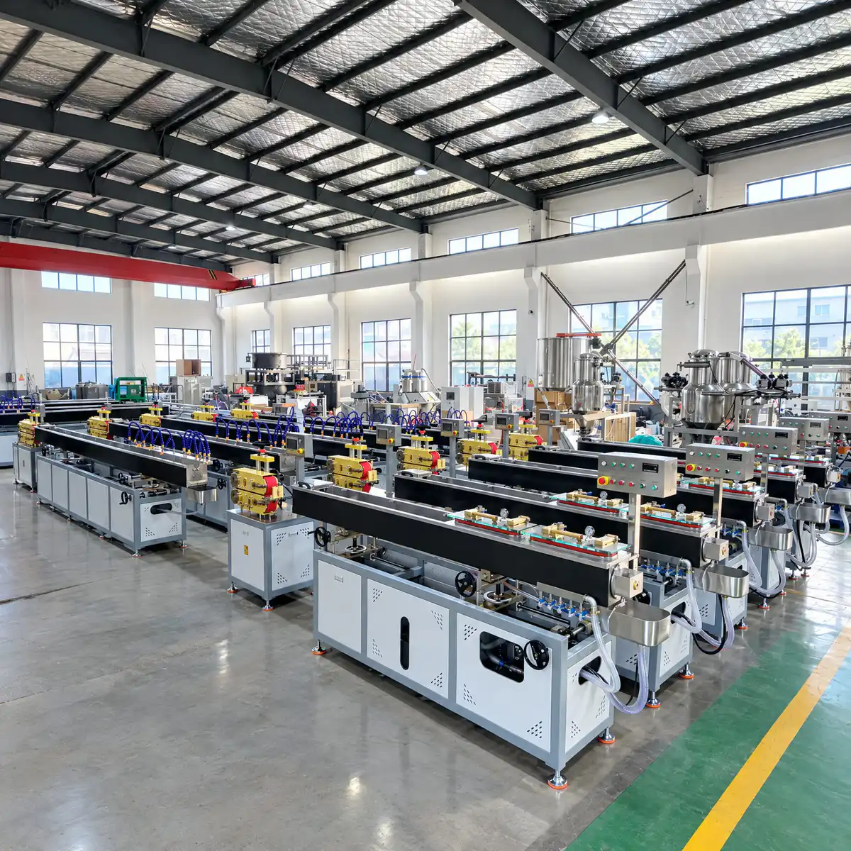 Pipe extrusion factory floor overview