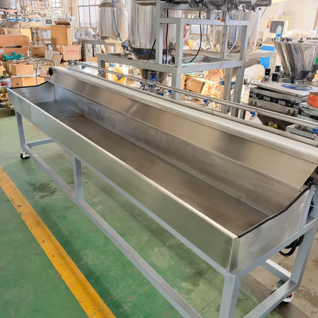 Plastic extrusion machine in showroom for pipe and profile manufacturing